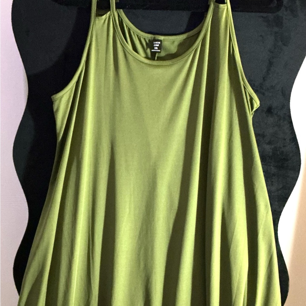 Women’s Olive Green Flowy Dress Size 1XL Casual Loose Comfortable Dress